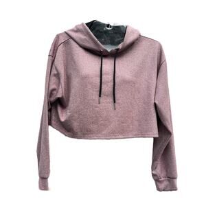 Forever 21 Cropped Hoodie Womens Size Medium Metallic Pink Mid Riff